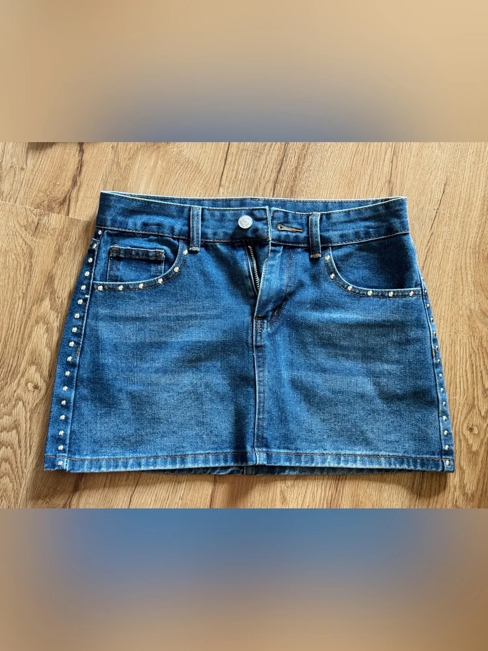 Kids Denim Miniskirt and Shorts Set - White, Cream & Blue Size M 12-14 YO